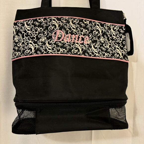 Other - Girl's Dance Bag Black Pink Trim Shoe Compartment Nylon‎